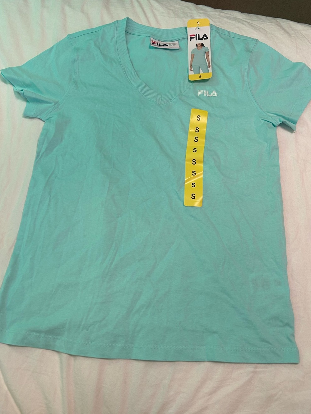 FILA Women's V-Neck Cotton Tee in Mint